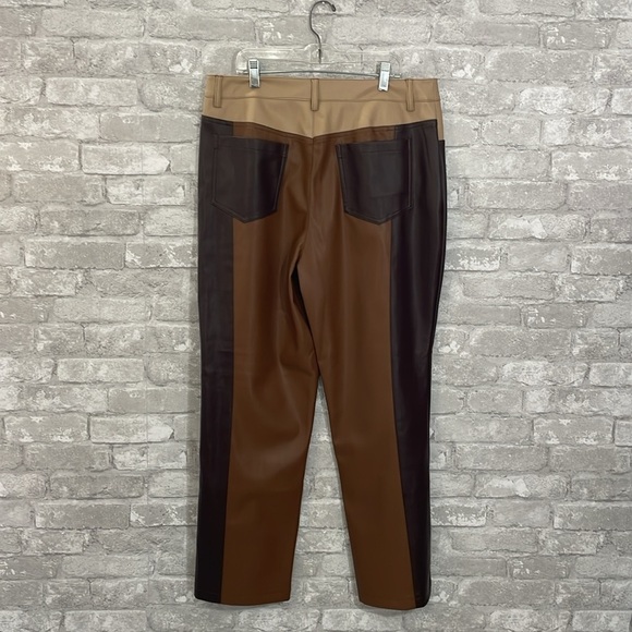Versona Modern Faux Leather Colorblock Pants - Picture 3 of 6
